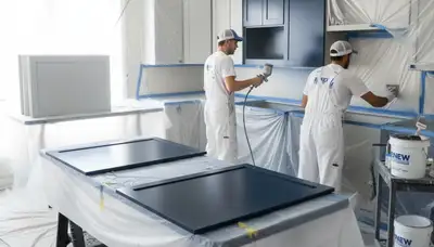 Professional cabinet painting in Atlanta GA kitchen by expert house painters