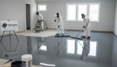 Professional epoxy floor coating in Atlanta GA garage for durable, glossy concrete protection