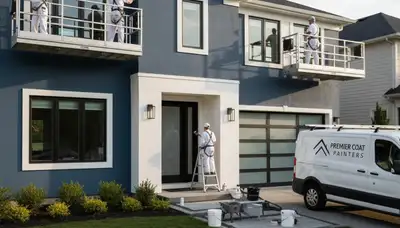 Professional exterior house painters in Atlanta GA applying weather-resistant paint finish