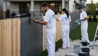 Professional fence painting service in Atlanta GA enhancing wood durability and curb appeal