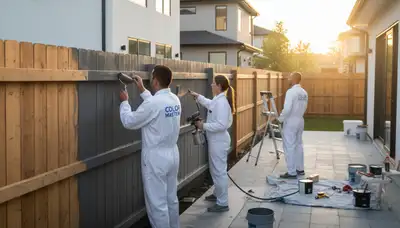 Professional fence painting service in Atlanta, GA enhancing wood durability and curb appeal
