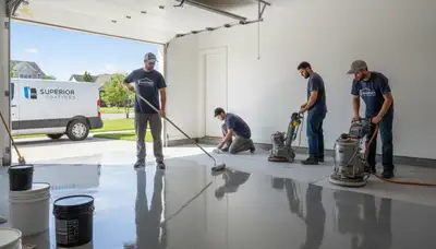 Professional epoxy garage floor coating by Atlanta painting contractors in Atlanta, GA