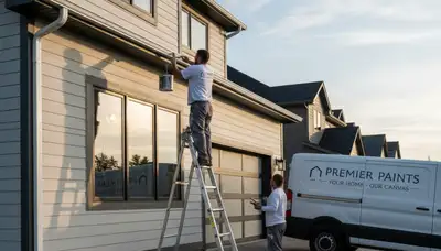 Professional gutter painting on Atlanta, GA home exterior by expert house painters