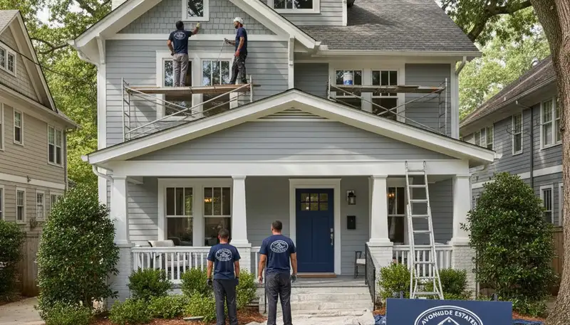 Atlanta, GA exterior house painting by professional painters on a residential home