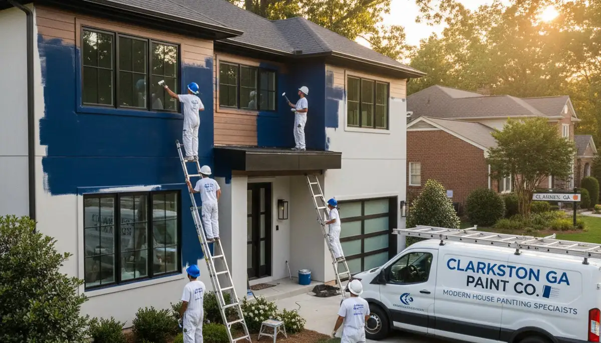 Professional exterior house painters in Atlanta GA enhancing home curb appeal