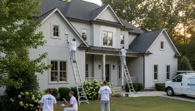 Atlanta, GA house painting team provides professional exterior painting services for homes