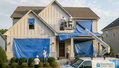 Atlanta, GA house painters providing professional exterior painting services for homes