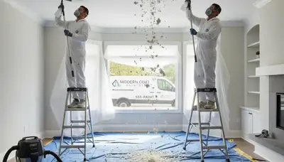 Professional popcorn ceiling removal in Atlanta GA home by expert house painters