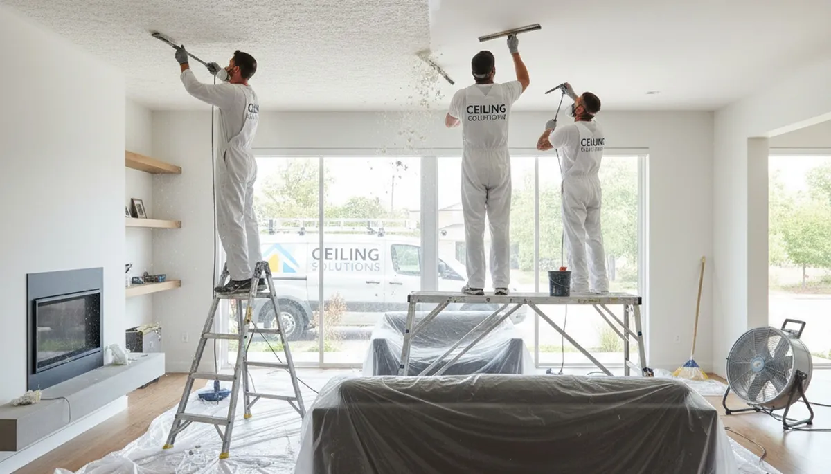 Professional popcorn ceiling removal in Atlanta, GA home by expert house painters