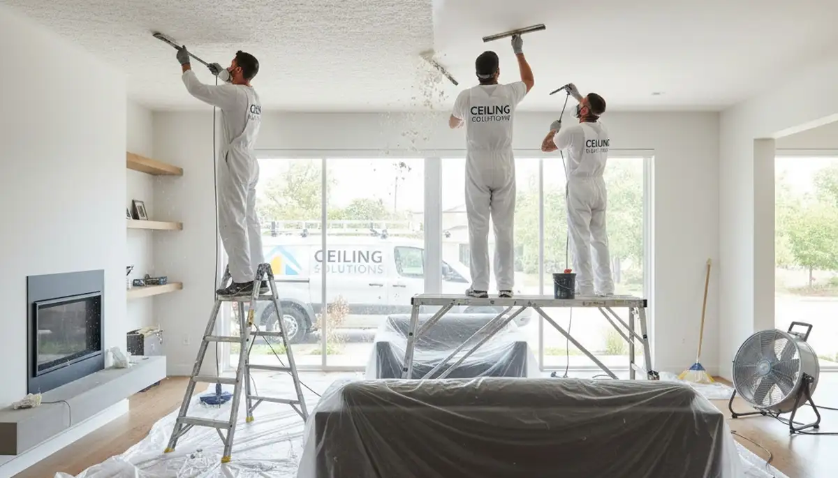 Professional popcorn ceiling removal in Atlanta, GA home by expert house painters