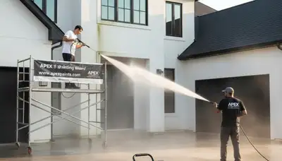 Professional pressure cleaning of Atlanta GA home exterior removing pollen and restoring curb appeal