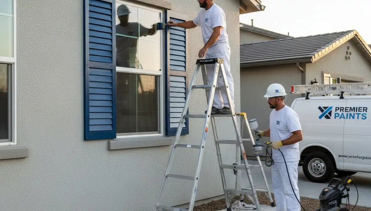 Professional shutter painting on Atlanta, GA home exterior by expert house painters