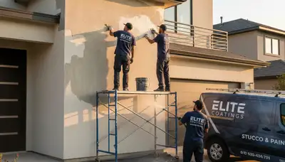 Professional stucco repair and exterior painting on Atlanta, GA home improving curb appeal and durability