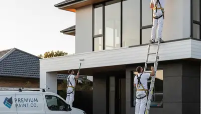 Professional trim and fascia painting on Atlanta, GA home exterior by expert house painters
