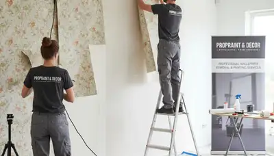 Professional wallpaper removal service in Atlanta GA preparing walls for new paint