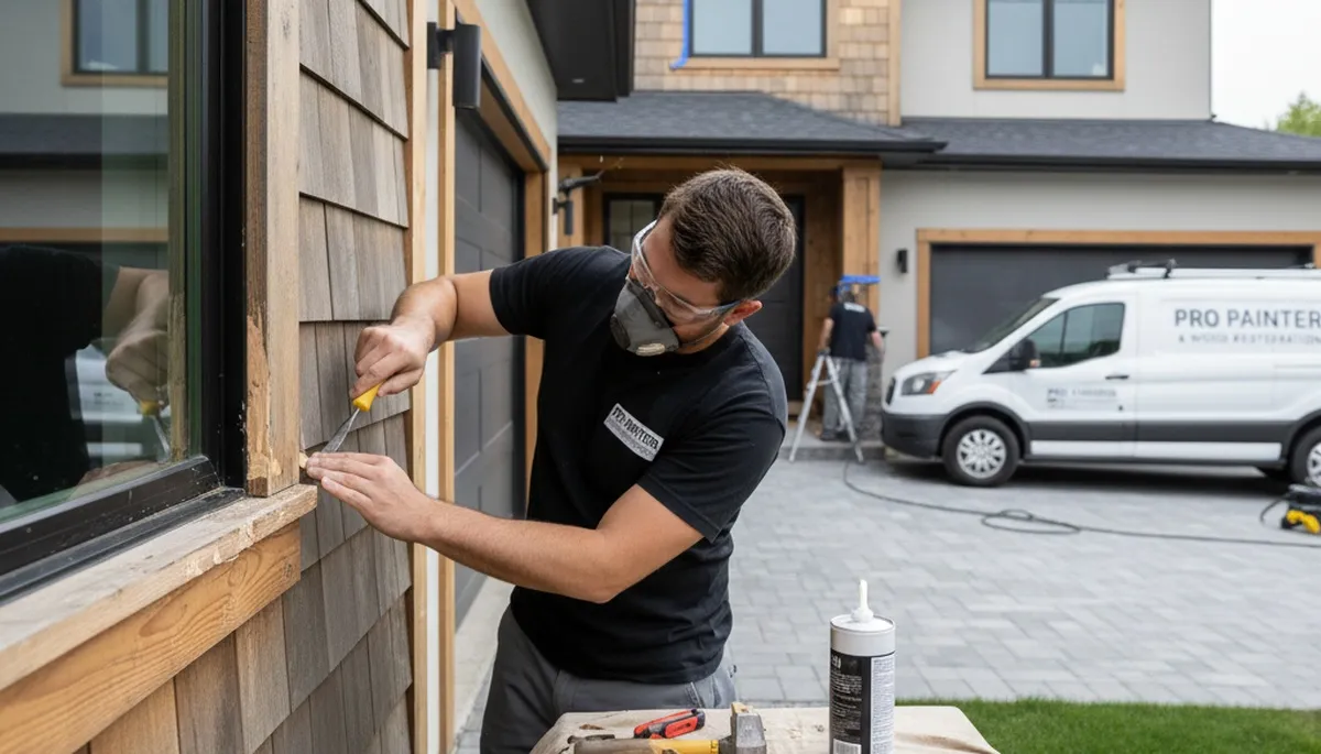 Professional wood rot repair and exterior painting on Atlanta, GA home exterior